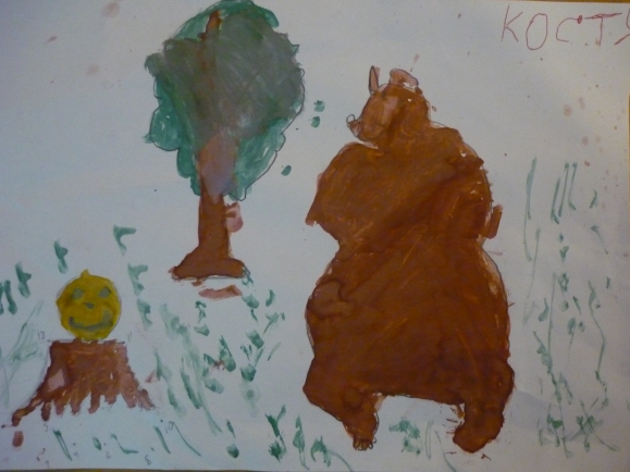 Колобок. Русская народная сказка. Ноябрь 2014. Поделки и рисунки. Дошкольники Колобок.