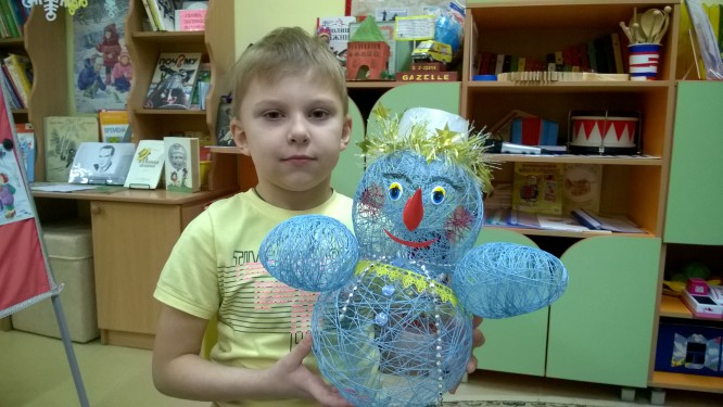 Снеговичок Конкурс Новогодних поделок. Январь 2016. Дошкольники Снеговичок