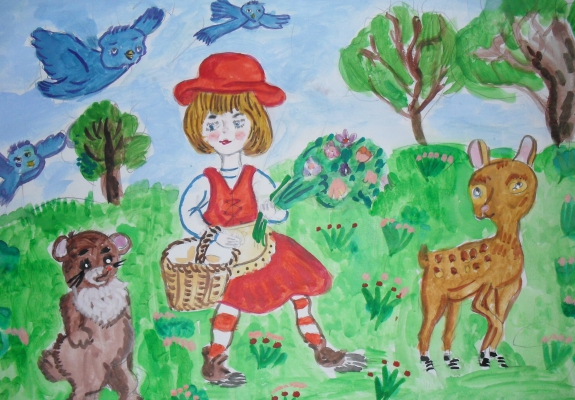 Красная шапочка Русская народная сказка. Январь 2014. Поделки и рисунки. Дошкольники Красная шапочка