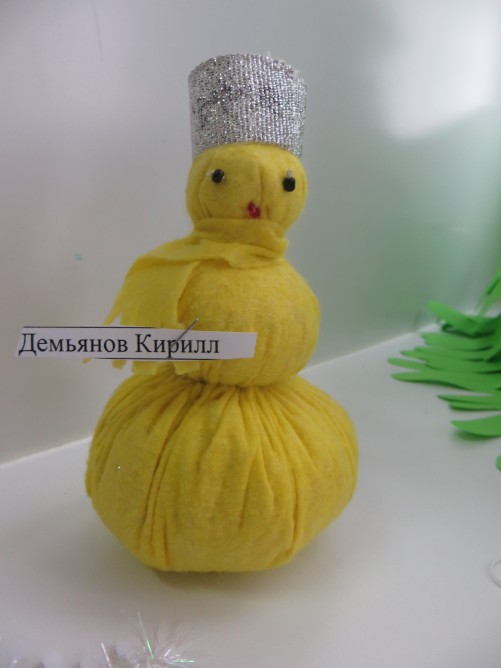 Снеговик Конкурс Новогодних поделок. Январь 2016. Дошкольники Снеговик