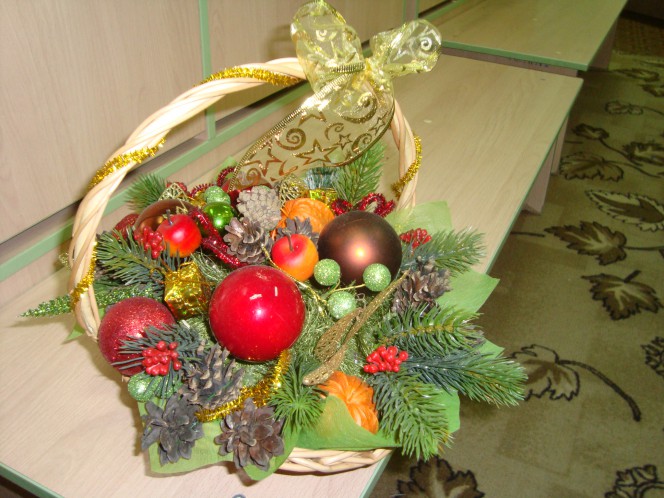 Новогодняя корзинка. Конкурс Новогодних поделок. Январь 2016. Дошкольники Новогодняя корзинка.
