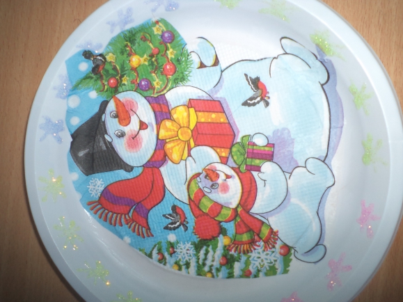 Новогодняя тарелочка. Конкурс Новогодних поделок. Февраль 2015. Дошкольники Новогодняя тарелочка.