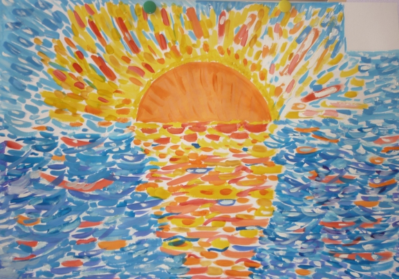 Заря алая разливается рисование в подготовительной. Тема рисования Солнечный цвет. Рисунок солнца для детей в разных техниках. Старшая солнце рисование. Детский рисунок мазками.