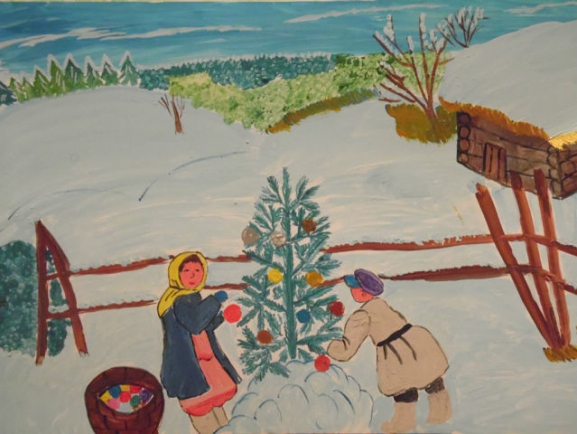 "Встреча нового года в деревни" Конкурс Новогодних поделок. Январь 2014. Школьники "Встреча нового года в деревни"