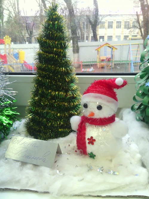 Снеговик в лесу Конкурс Новогодних поделок. Декабрь 2015. Дошкольники Снеговик в лесу