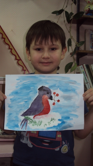 Снегирь проголодался. Конкурс детского рисунка. Ноябрь 2013 Снегирь проголодался.