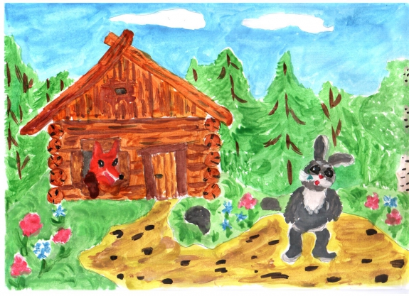 "Заюшкина избушка" Русская народная сказка. Июнь 2014. Поделки и рисунки. Дошкольники "Заюшкина избушка"