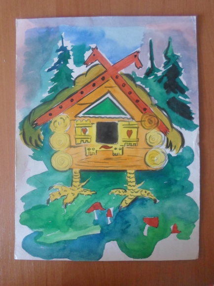 Рисунок изба красками