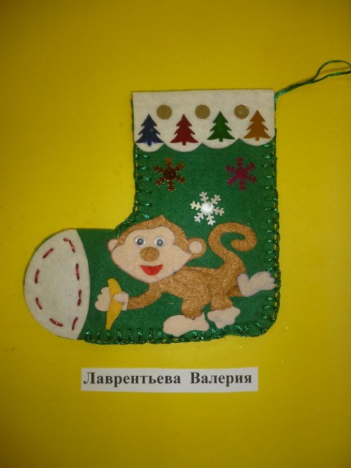 сапожок Конкурс Новогодних поделок. Январь 2016. Дошкольники сапожок