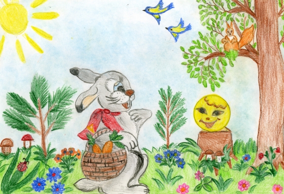 Хозяинова Маша, 6 лет, Колобок Русская народная сказка. Апрель 2013. Хозяинова Маша, 6 лет, Колобок