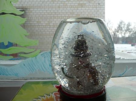 Новогодняя игрушка "Снежный шар" Конкурс Новогодних поделок. Декабрь 2013. Дошкольники Новогодняя игрушка "Снежный шар"