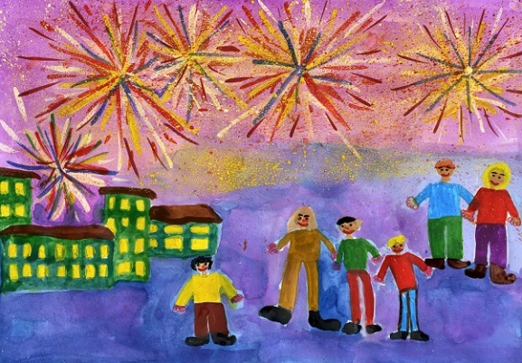 Рисунок салют для детей 6 лет