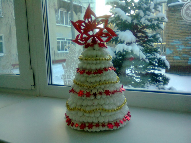 Новогодняя нежная ёлочка Конкурс Новогодних поделок. Январь 2016. Дошкольники Новогодняя нежная ёлочка