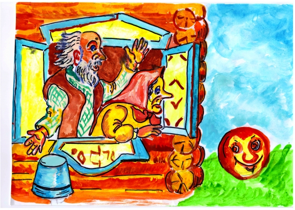"Колобок" Русская народная сказка. Февраль 2014. Поделки и рисунки. Дошкольники "Колобок"