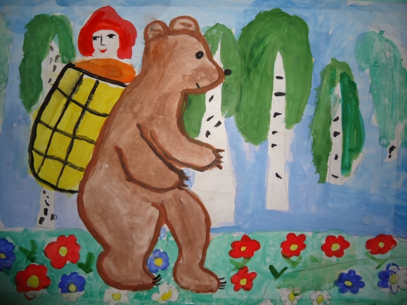"Маша и Медведь" Русская народная сказка. Ноябрь 2014. Поделки и рисунки. Дошкольники "Маша и Медведь"