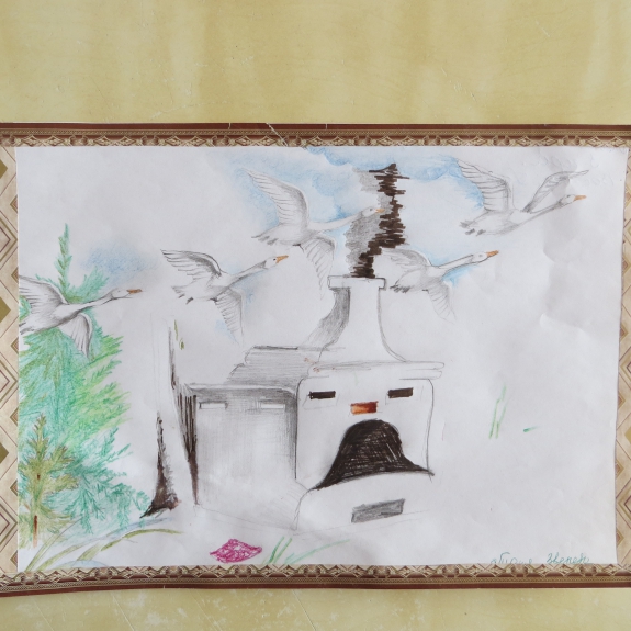 Гуси-лебеди Русская народная сказка. Январь 2014. Поделки и рисунки. Дошкольники Гуси-лебеди