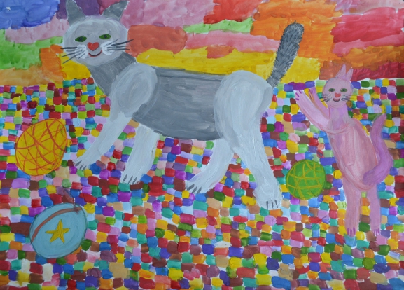 Кошечка с котенком Конкурс детского рисунка. Май 2015. Дошкольники Кошечка с котенком