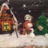 Снеговик у домика Деда Мороза