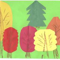 Аппликация из цветной бумаги «Осень в лесу»