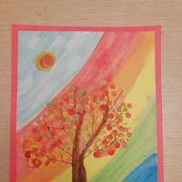 Рисунок гуашью «Осеннее дерево»