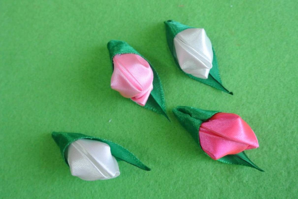 Как сделать тюльпаны из атласной ленты