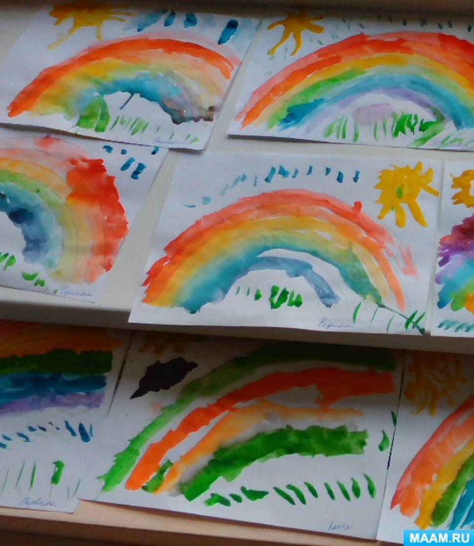 Рисование радуга старшая группа. Рисование Радуга в детском саду. День радуги в подготовительной группе. Радужный день в детском саду. Рисование в старшей группе на тему Радуга.