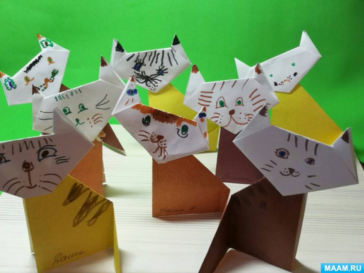 Как сделать кошечку из бумаги оригами. Оригами кошка: учимся делать любимых питомцев из бумаги