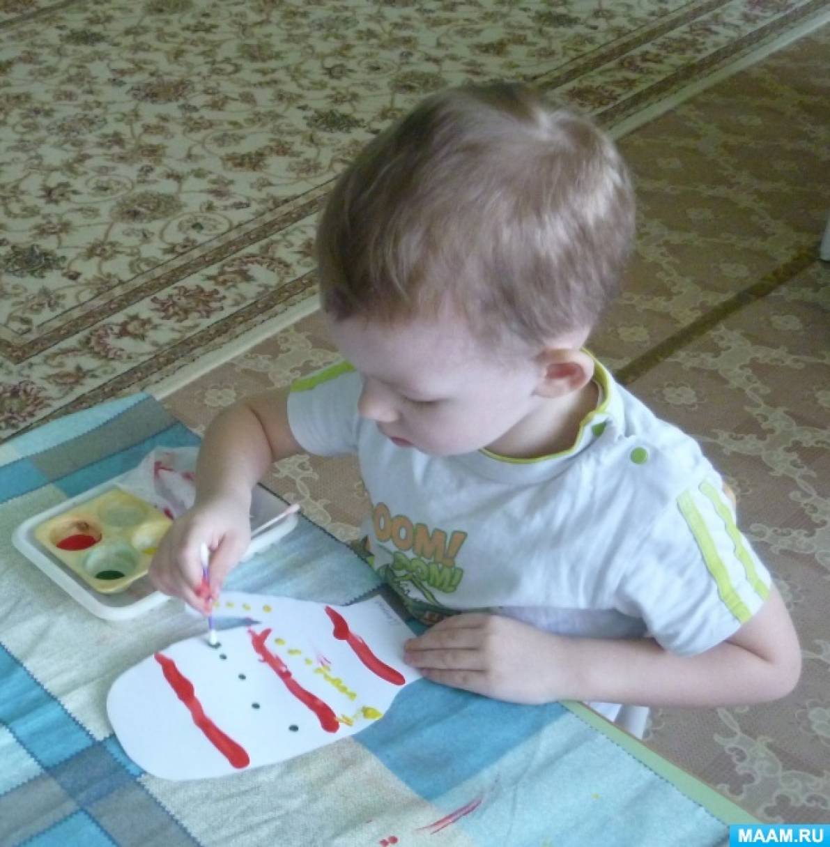 Конспект занятия по рисованию пальчиком и ватными палочками во второй группе раннего возраста «Украсим варежки для кукол»