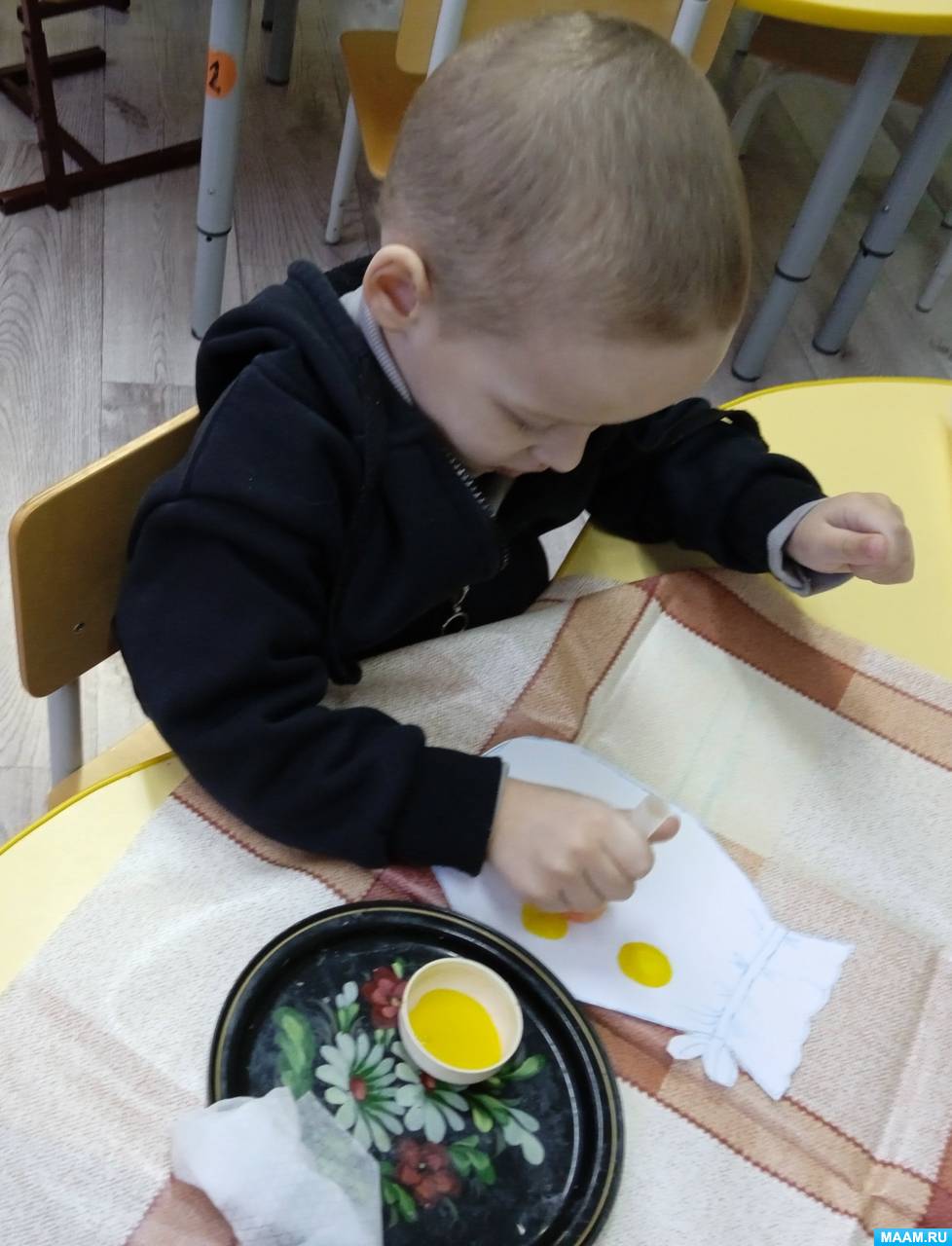 Конспект занятия по рисованию поролоновым тампоном во второй группе ...