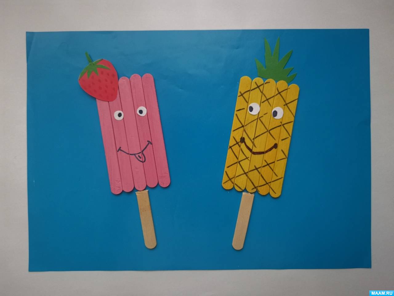 Мастер-класс по аппликации с использованием палочек от мороженого «Забавное эскимо»
