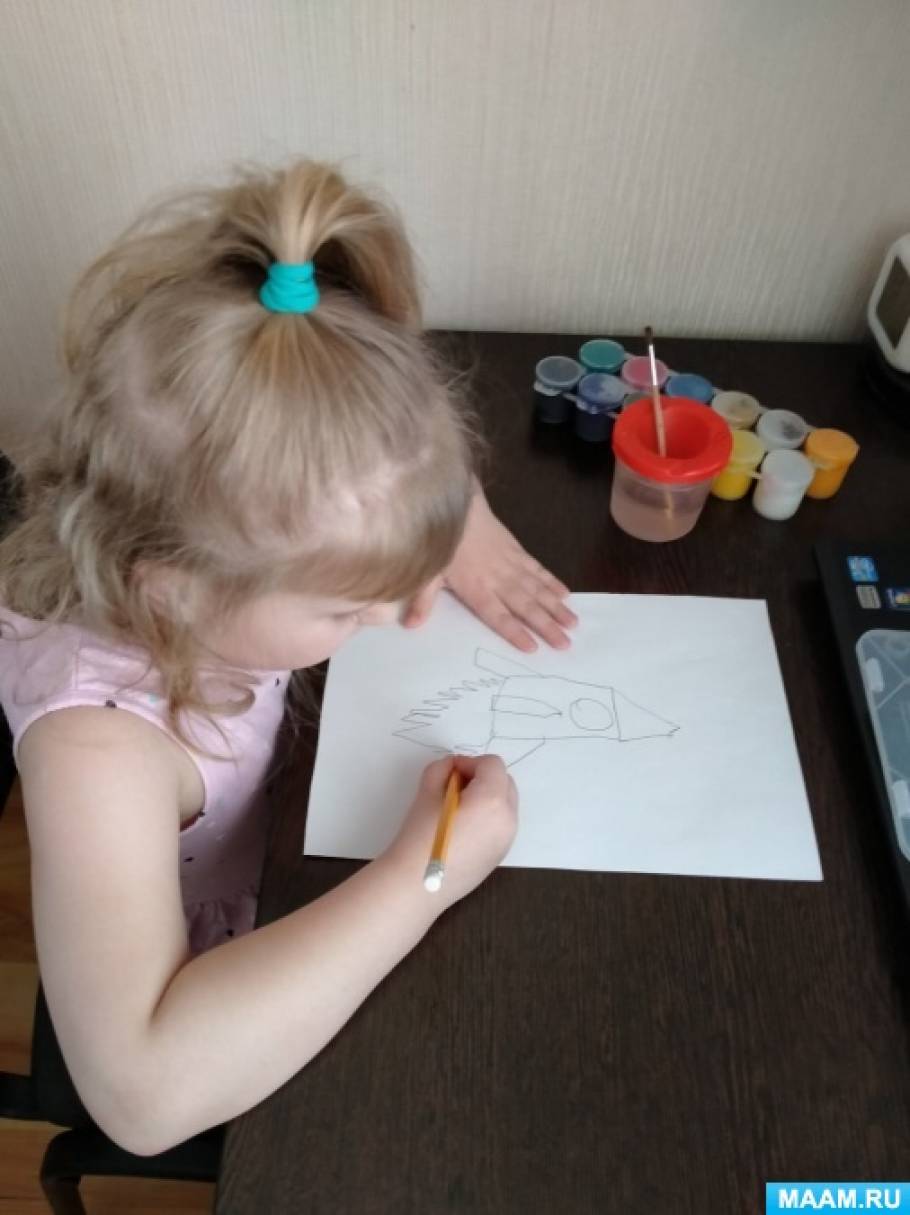 Как рисовать ракету с ребенком 4 года