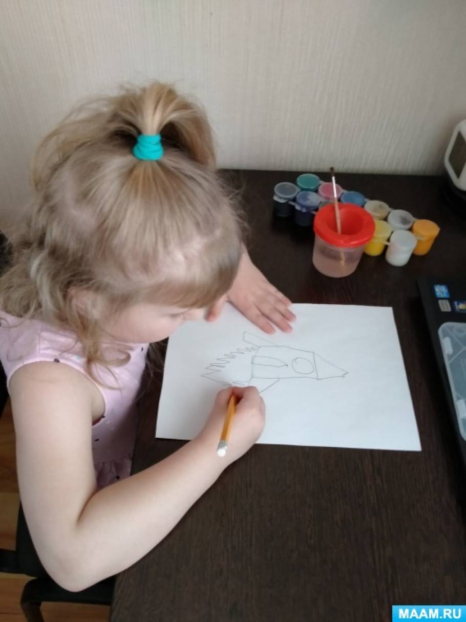 Нарисовать ракету ребенку 4 года