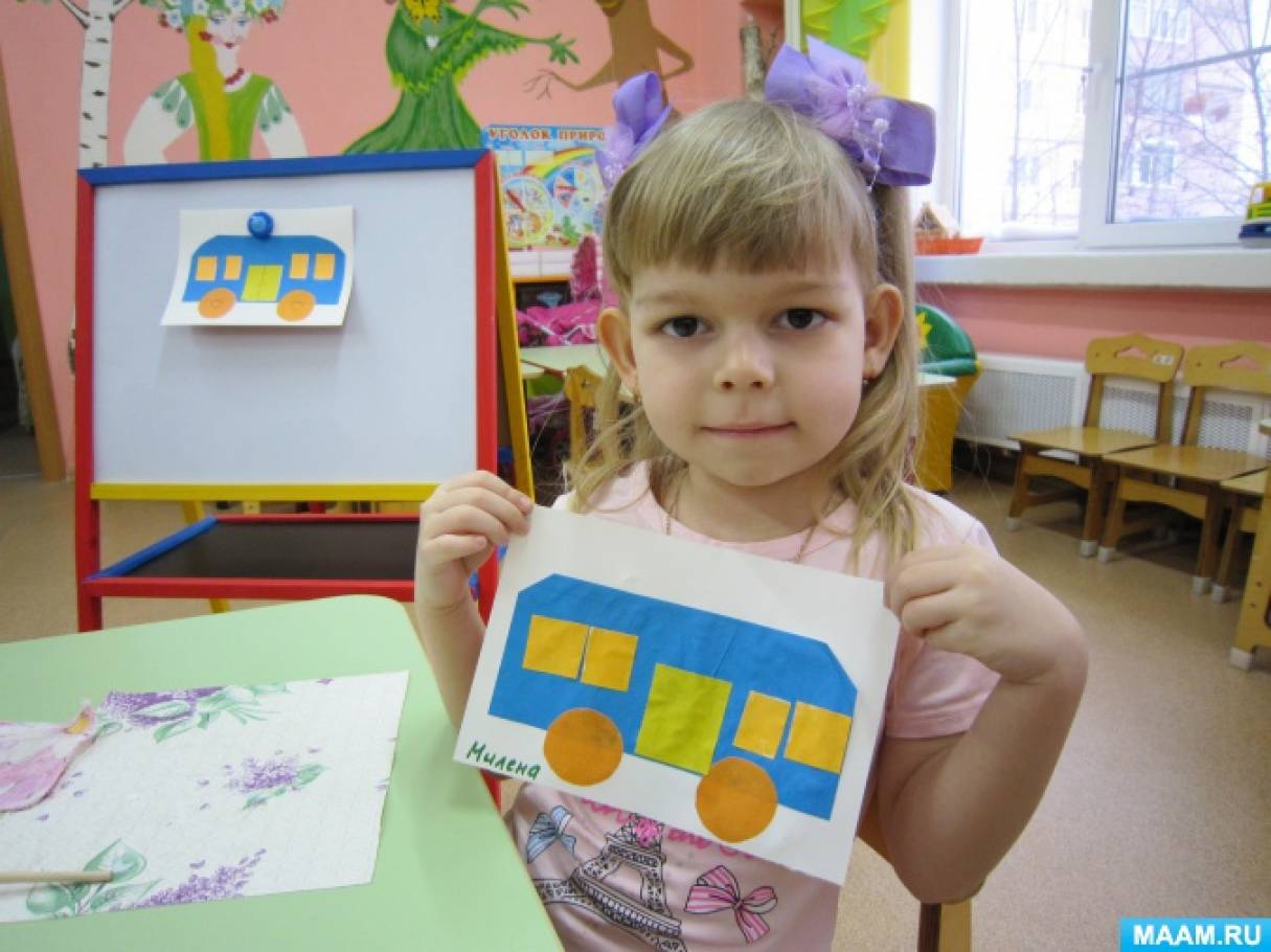 Аппликация автобус в старшей