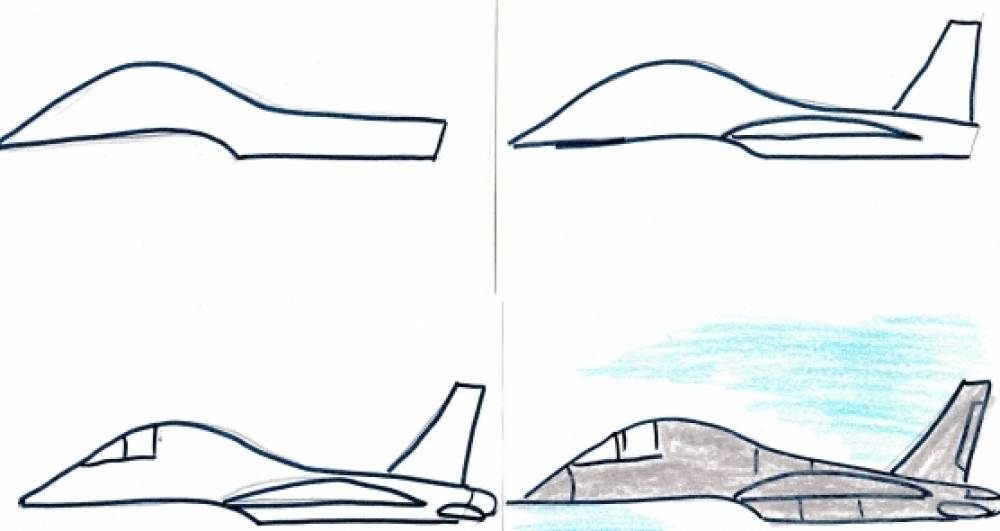 Как поэтапно нарисовать самолет ребенку поэтапно