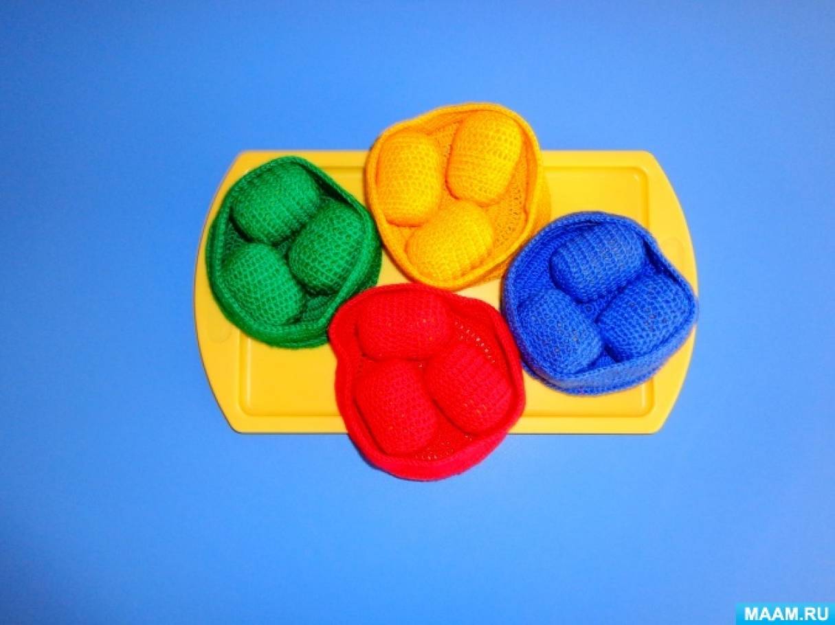 Дидактическая игра по ФЭМП «Разноцветные корзинки» для детей второй младшей группы