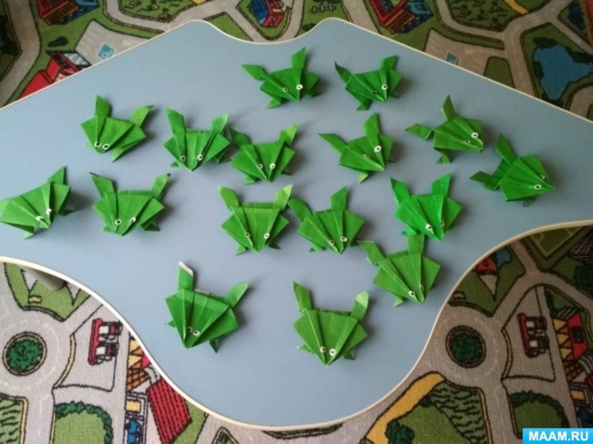 Конспект занятия по конструированию из бумаги в технике оригами «Лягушка — попрыгушка»