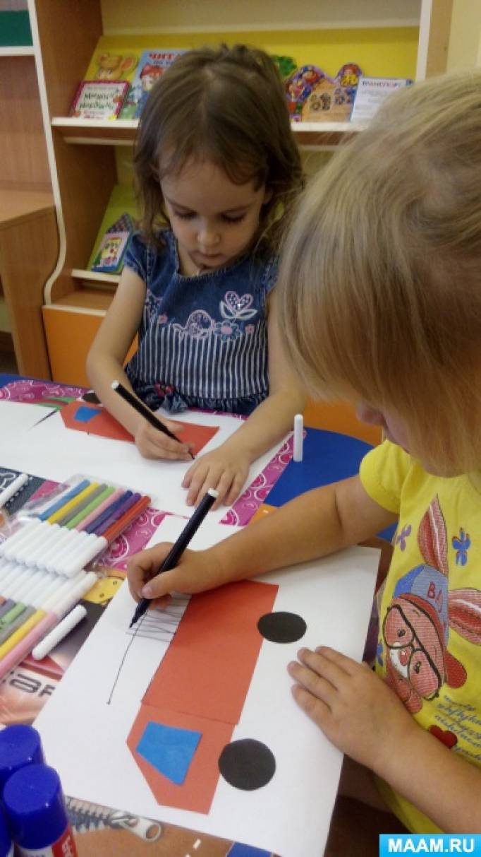 Аппликация в доу пожарная машина