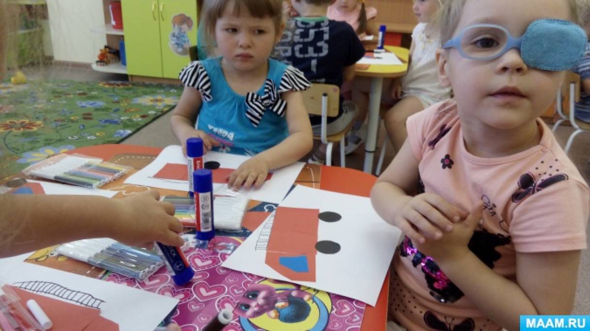 Аппликация в доу пожарная машина