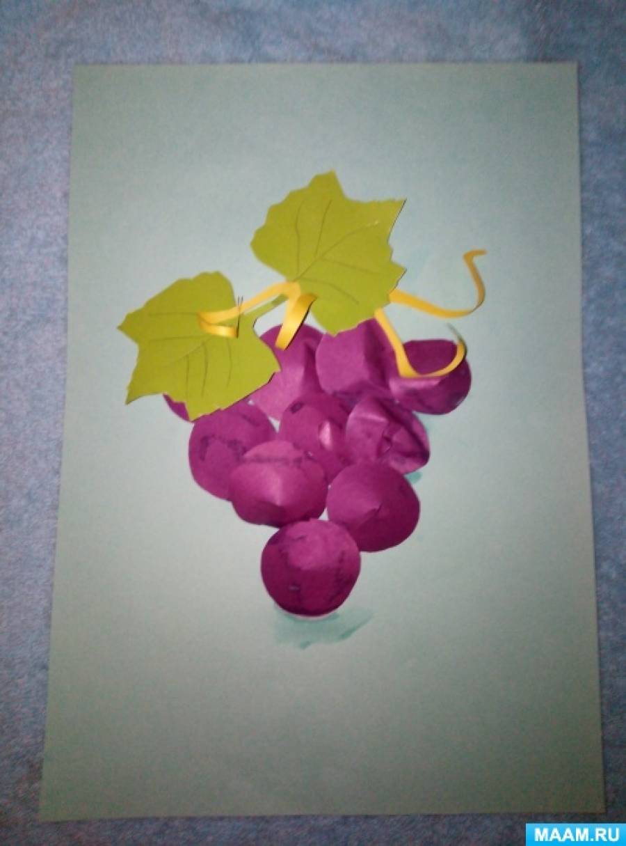 Мастер-класс по аппликации двумя способами «Веточка винограда» для детей старшего дошкольного возраста