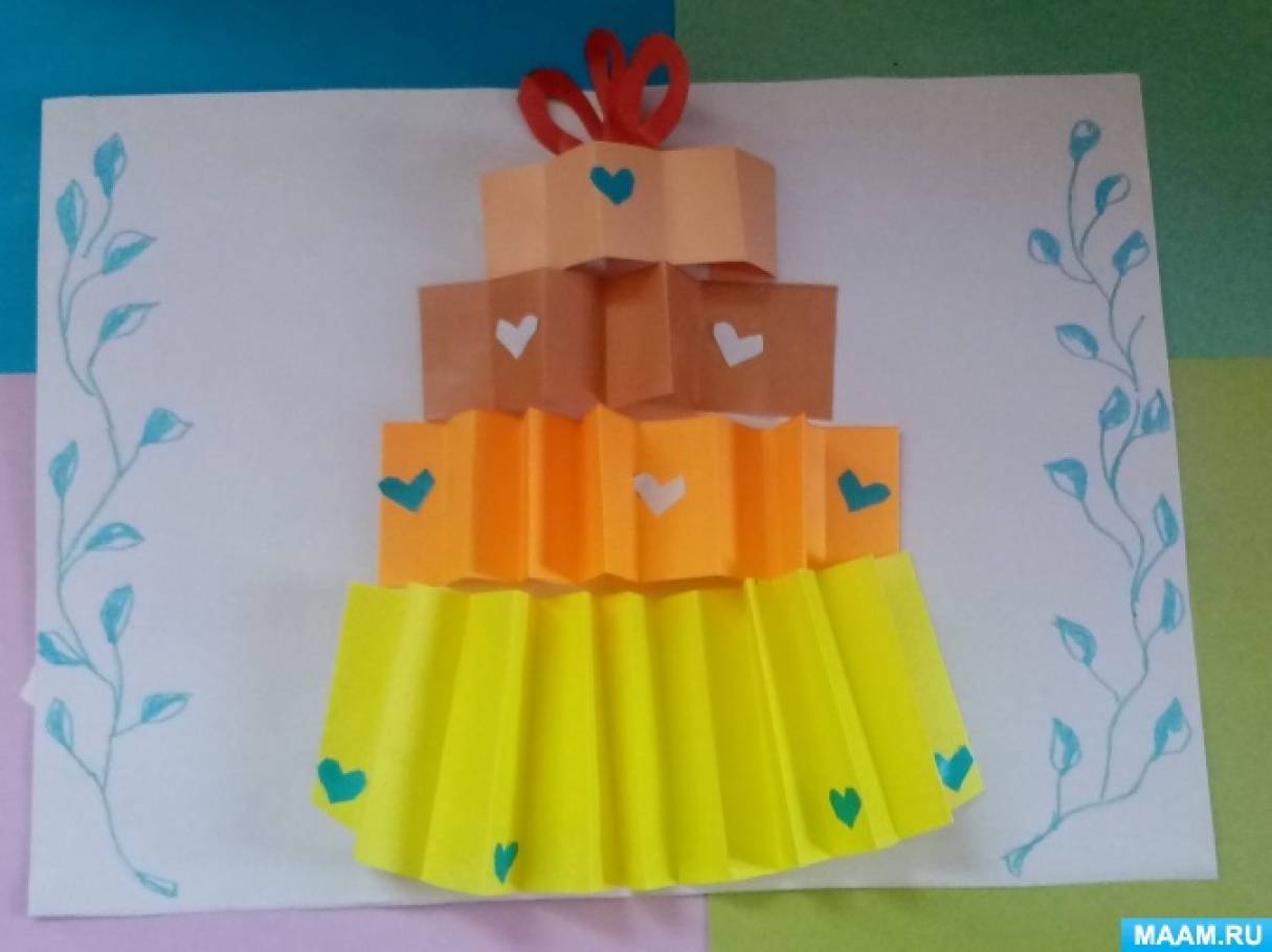 Мастер-класс по изготовлению открытки в виде торта «С праздником!»