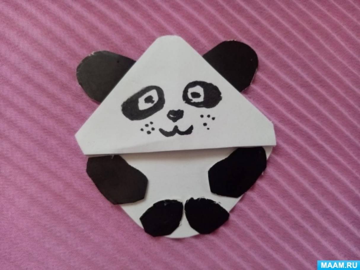 Мастер-класс по изготовлению закладки в технике «оригами» с элементами аппликации для детей 5–6 лет «Панда»