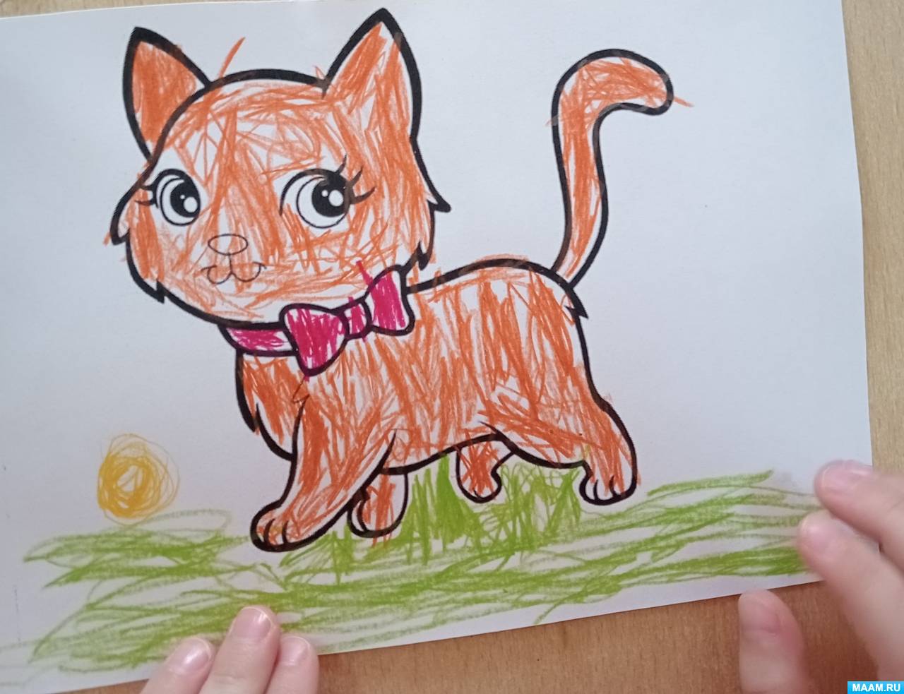 Коррекционное занятие по рисованию карандашами «Клубочек для котенка» для детей с нарушением зрения средней группы