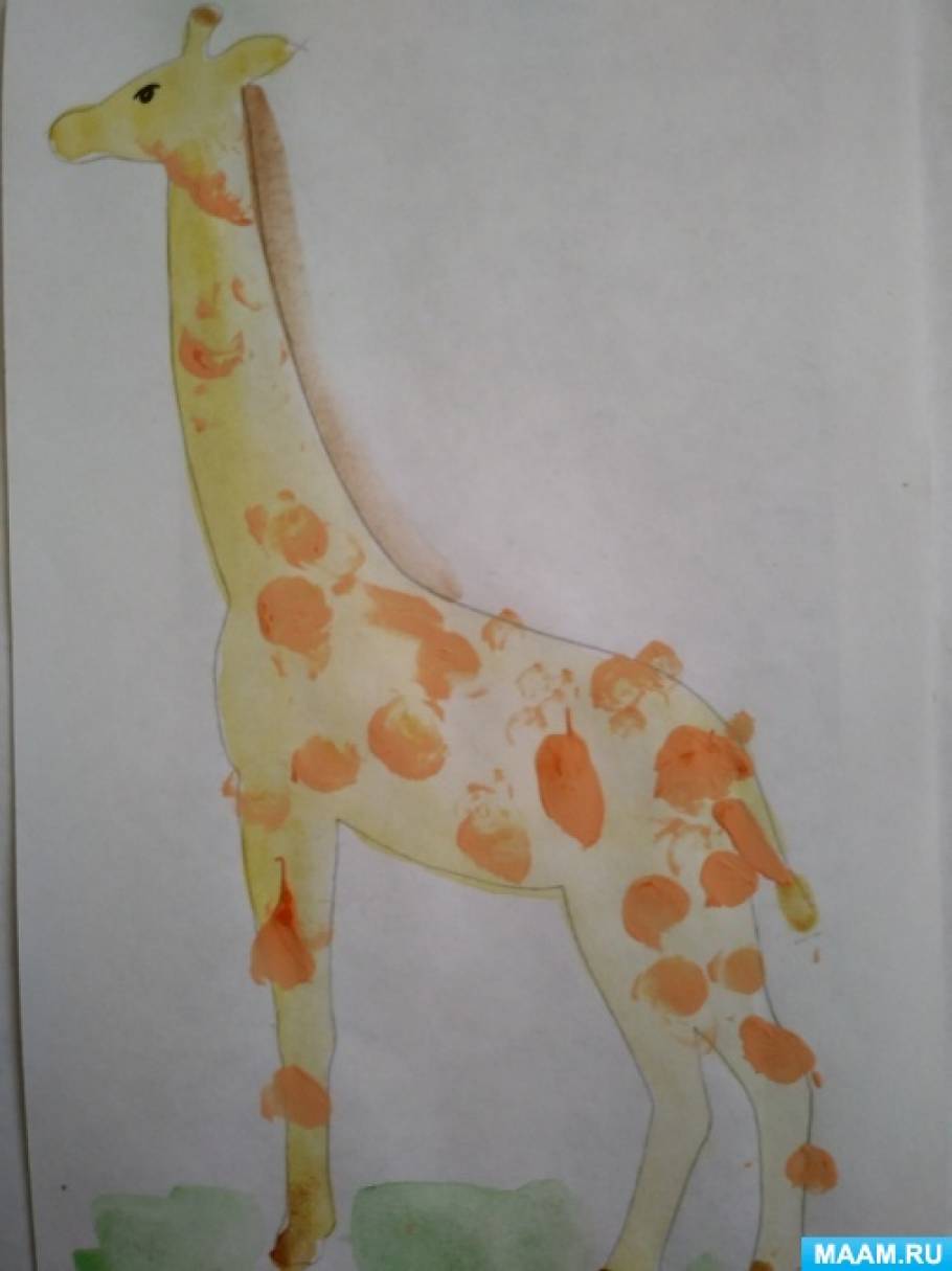 Конспект занятия по изобразительной деятельности с детьми третьего года жизни «У жирафа пятна, пятнышки везде…»