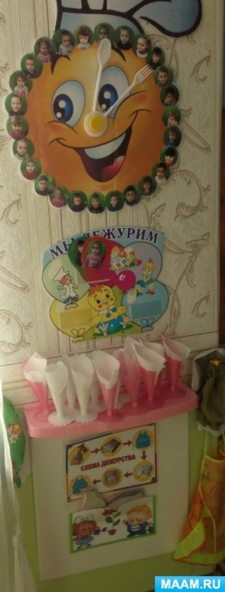 Уголок дежурства во второй младшей группе