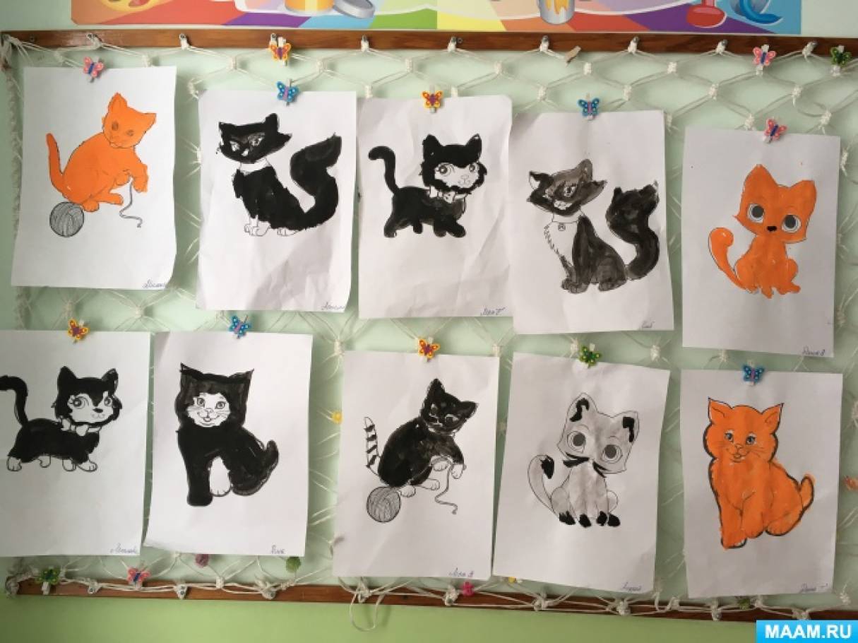 День кошек в средней группе. Аппликация кошка в средней группе. Рисование кошка в старшей группе. Рисование кошечки в средней группе. Рисование кошка в младшей группе.