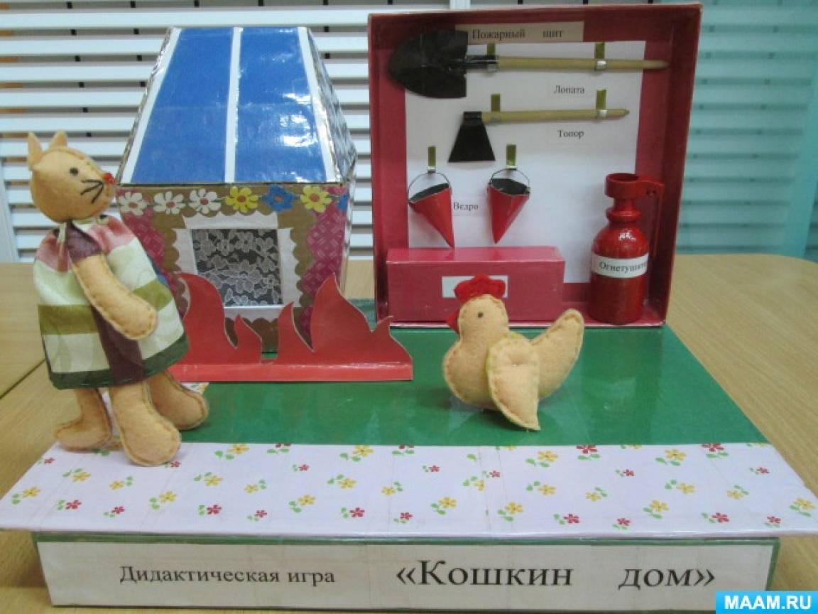 Пожарная безопасность кошкина дом. Макет Кошкин дом для детского сада. Поделка Кошкин дом. Макет по пожарной. Поделка в сад Кошкин дом