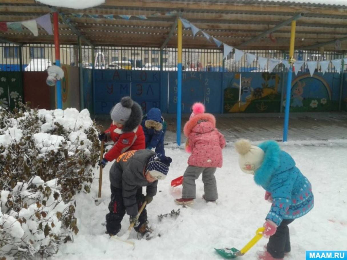 Детский сад снежок. Труд зимой на участке детского сада. Труд на участке в детском саду. Снежные дорожки в детском саду на участке. В садике участок для прогулок.