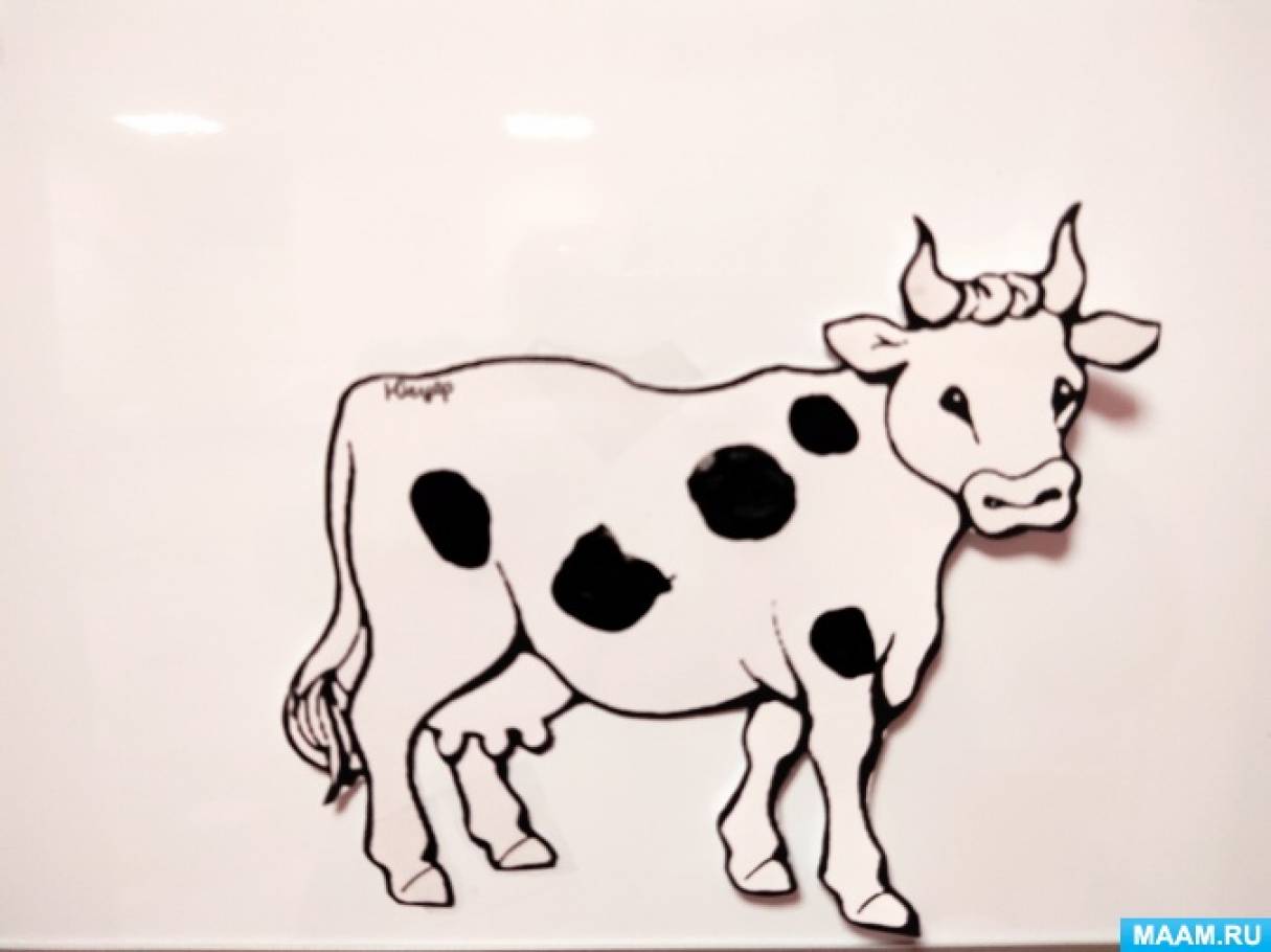 ООД по рисованию для детей раннего возраста с использованием нетрадиционной техники рисования пальчиками «Пятнышки у коровки»