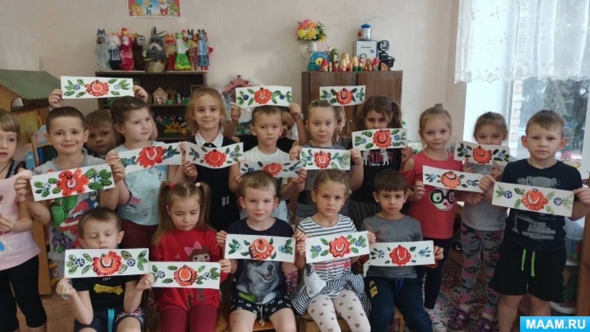 Рисование элементов городецкой росписи в подготовительной группе Фото Рисование элементов городецкой росписи в подготовительной группе