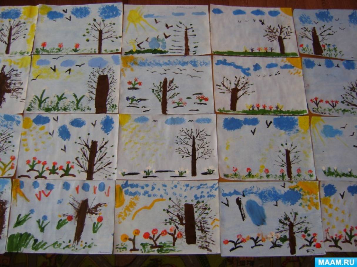 Сезонные изменения весной старшая группа. Рисование в старшей группе. Рисование в средней группе лес весной. Рисование весенний лес старшая группа.